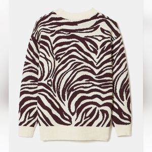 Women' Zebra Print Crew-Neck Pullover Sweater